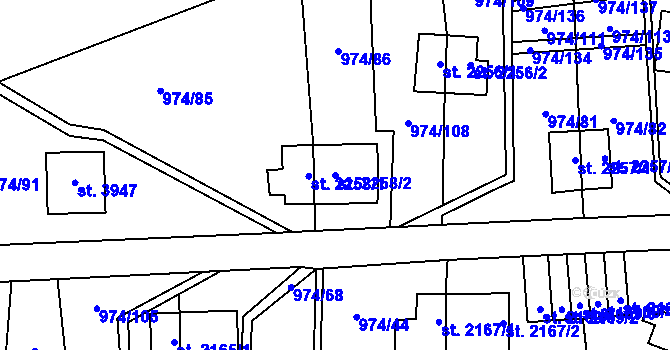 Parcela st. 2258/2 v KÚ Zlín, Katastrální mapa