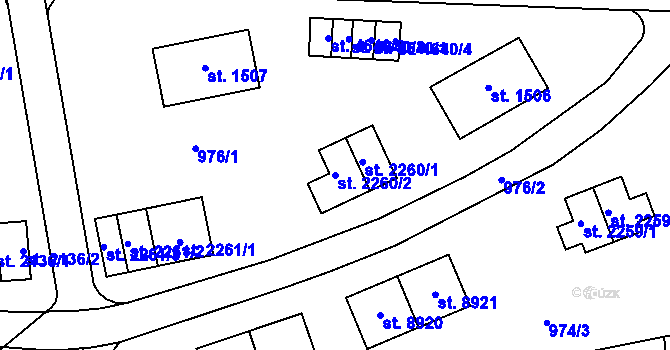 Parcela st. 2260/2 v KÚ Zlín, Katastrální mapa