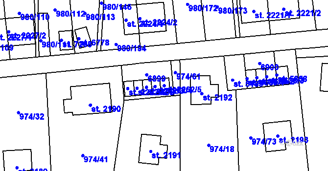 Parcela st. 2262/5 v KÚ Zlín, Katastrální mapa