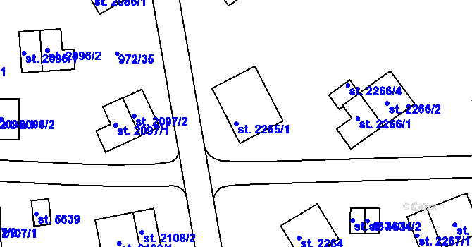 Parcela st. 2265/1 v KÚ Zlín, Katastrální mapa