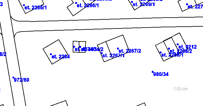 Parcela st. 2267/1 v KÚ Zlín, Katastrální mapa