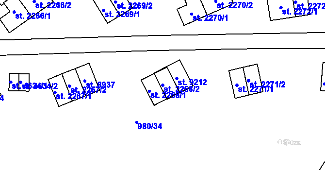 Parcela st. 2268/2 v KÚ Zlín, Katastrální mapa