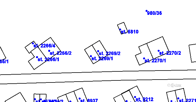 Parcela st. 2269/2 v KÚ Zlín, Katastrální mapa