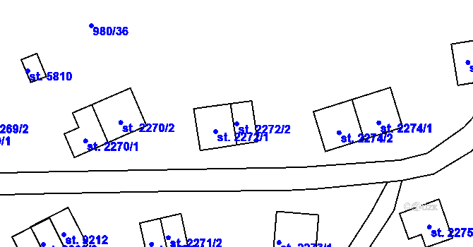 Parcela st. 2272/2 v KÚ Zlín, Katastrální mapa