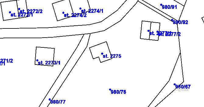 Parcela st. 2275 v KÚ Zlín, Katastrální mapa