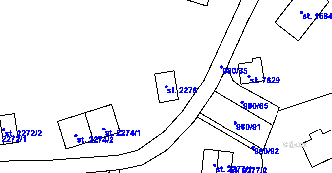 Parcela st. 2276 v KÚ Zlín, Katastrální mapa