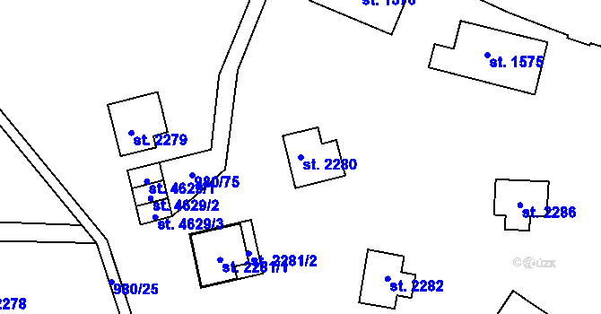 Parcela st. 2280 v KÚ Zlín, Katastrální mapa