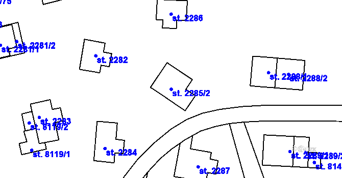 Parcela st. 2285/2 v KÚ Zlín, Katastrální mapa