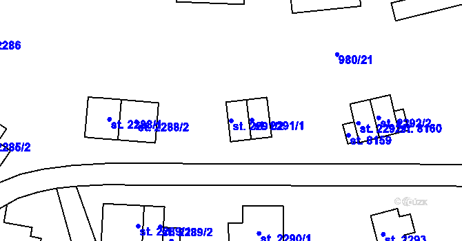 Parcela st. 2291/2 v KÚ Zlín, Katastrální mapa