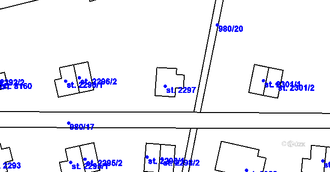 Parcela st. 2297 v KÚ Zlín, Katastrální mapa