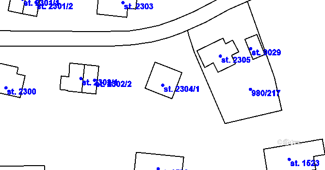 Parcela st. 2304/1 v KÚ Zlín, Katastrální mapa