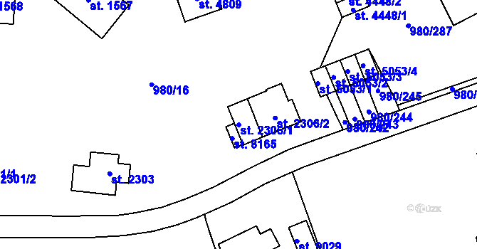 Parcela st. 2306/1 v KÚ Zlín, Katastrální mapa