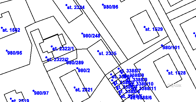 Parcela st. 2325 v KÚ Zlín, Katastrální mapa