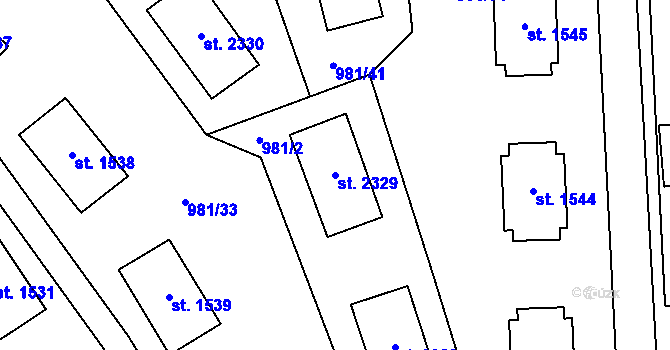 Parcela st. 2329 v KÚ Zlín, Katastrální mapa