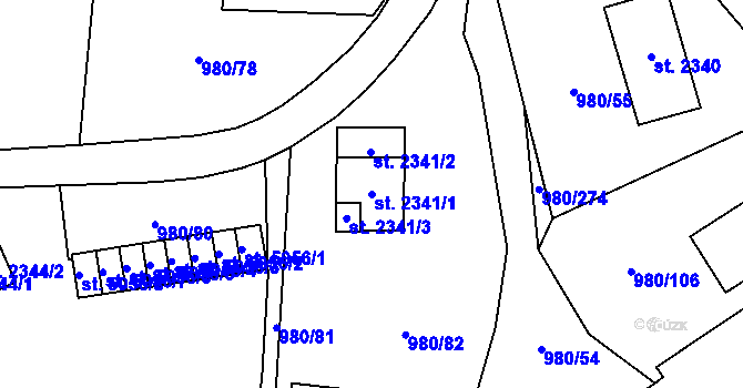 Parcela st. 2341/1 v KÚ Zlín, Katastrální mapa