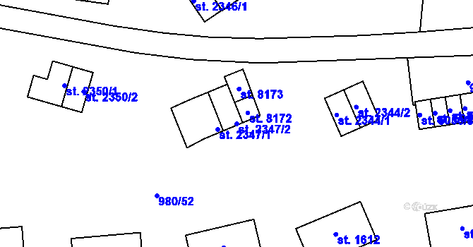 Parcela st. 2347/2 v KÚ Zlín, Katastrální mapa