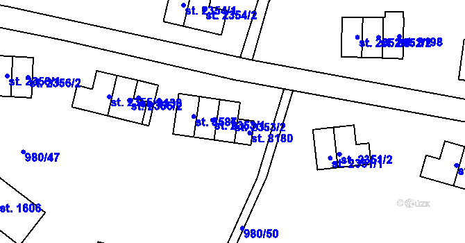 Parcela st. 2353/2 v KÚ Zlín, Katastrální mapa