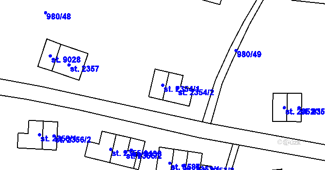 Parcela st. 2354/1 v KÚ Zlín, Katastrální mapa
