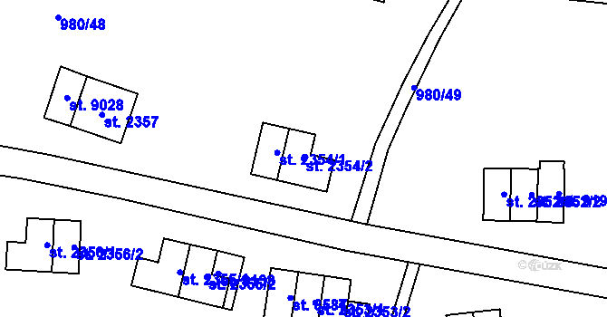 Parcela st. 2354/2 v KÚ Zlín, Katastrální mapa