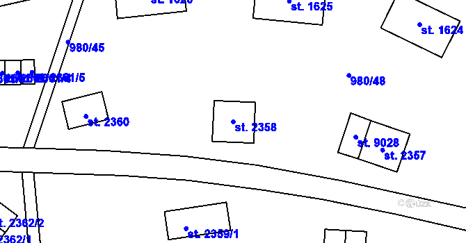 Parcela st. 2358 v KÚ Zlín, Katastrální mapa