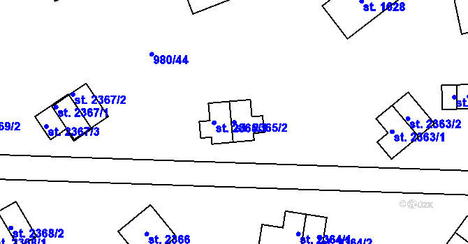 Parcela st. 2365/2 v KÚ Zlín, Katastrální mapa