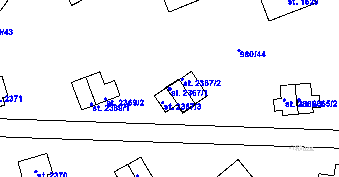 Parcela st. 2367/1 v KÚ Zlín, Katastrální mapa