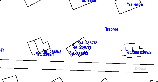 Parcela st. 2367/2 v KÚ Zlín, Katastrální mapa