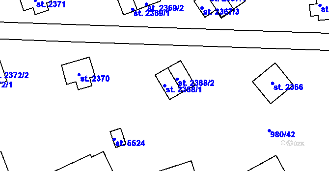Parcela st. 2368/1 v KÚ Zlín, Katastrální mapa