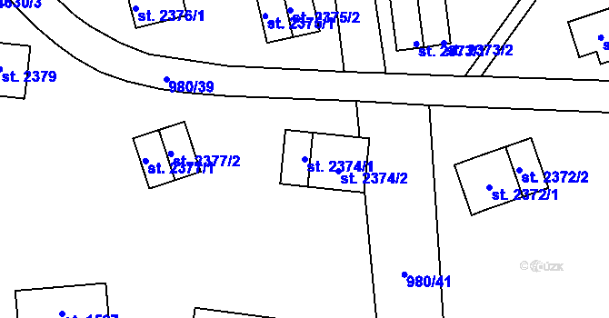 Parcela st. 2374/1 v KÚ Zlín, Katastrální mapa