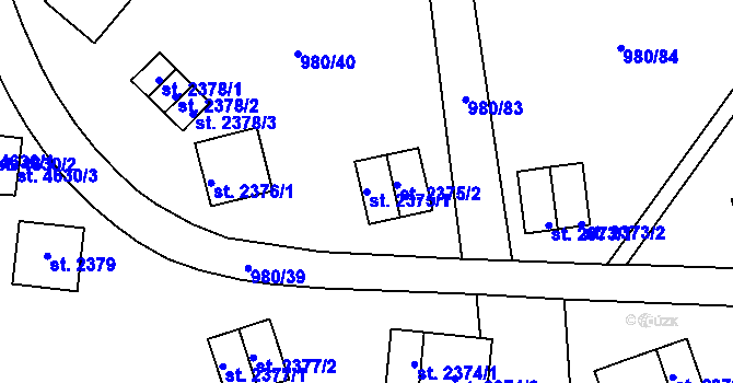Parcela st. 2375/1 v KÚ Zlín, Katastrální mapa