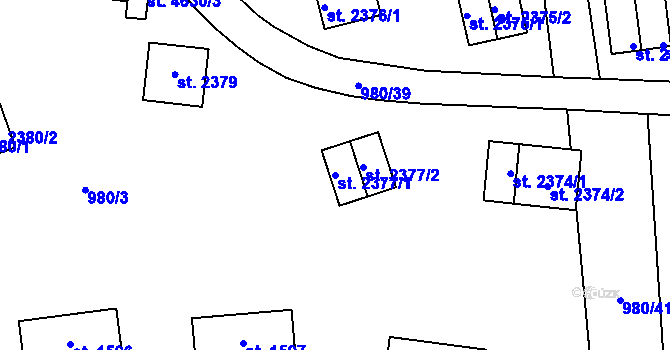 Parcela st. 2377/1 v KÚ Zlín, Katastrální mapa