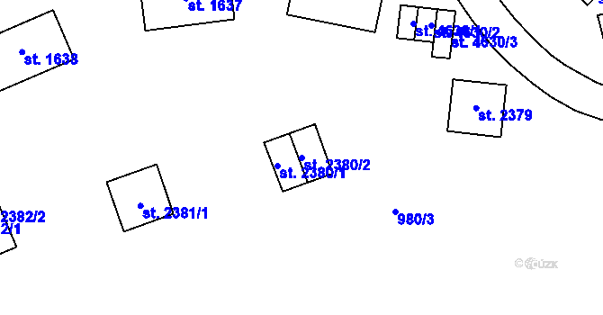Parcela st. 2380/2 v KÚ Zlín, Katastrální mapa