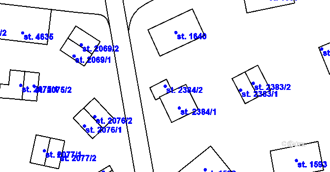 Parcela st. 2384/2 v KÚ Zlín, Katastrální mapa