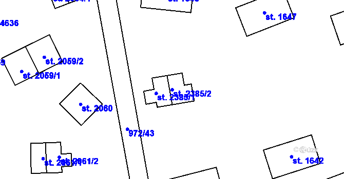 Parcela st. 2385/2 v KÚ Zlín, Katastrální mapa