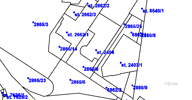 Parcela st. 2404 v KÚ Zlín, Katastrální mapa