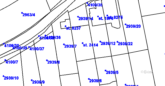 Parcela st. 2414 v KÚ Zlín, Katastrální mapa