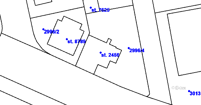 Parcela st. 2456 v KÚ Zlín, Katastrální mapa