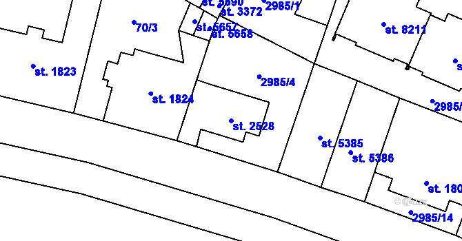 Parcela st. 2528 v KÚ Zlín, Katastrální mapa