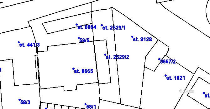 Parcela st. 2529/2 v KÚ Zlín, Katastrální mapa