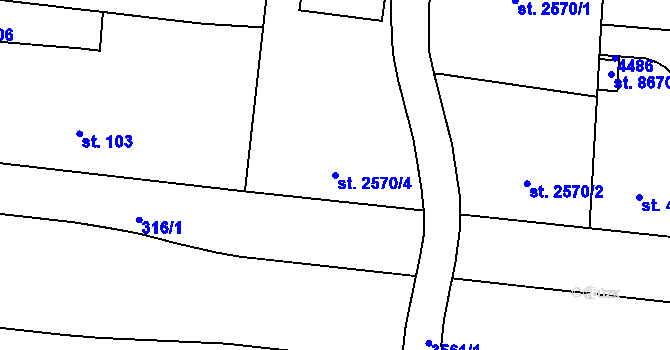 Parcela st. 2570/4 v KÚ Zlín, Katastrální mapa