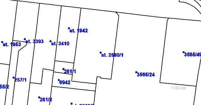 Parcela st. 2580/1 v KÚ Zlín, Katastrální mapa