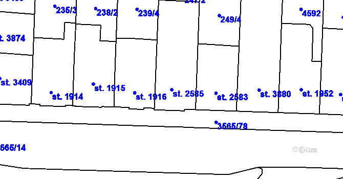 Parcela st. 2585 v KÚ Zlín, Katastrální mapa