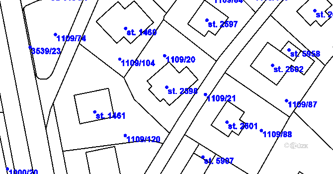 Parcela st. 2598 v KÚ Zlín, Katastrální mapa