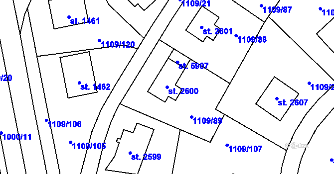 Parcela st. 2600 v KÚ Zlín, Katastrální mapa
