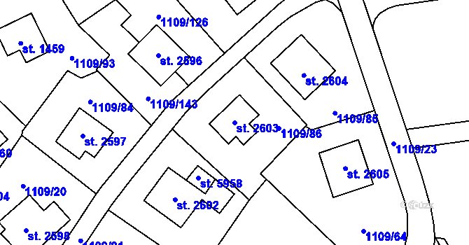 Parcela st. 2603 v KÚ Zlín, Katastrální mapa