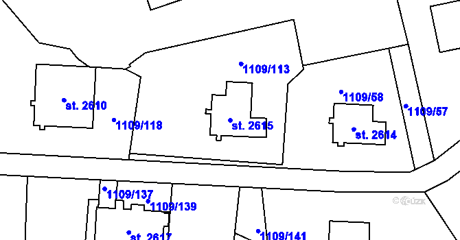 Parcela st. 2615 v KÚ Zlín, Katastrální mapa