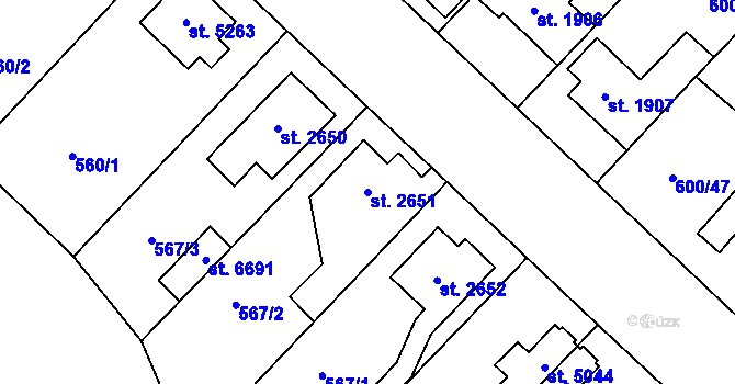 Parcela st. 2651 v KÚ Zlín, Katastrální mapa