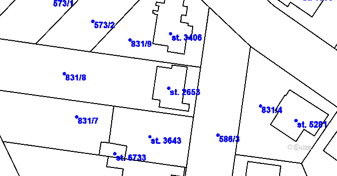 Parcela st. 2653 v KÚ Zlín, Katastrální mapa