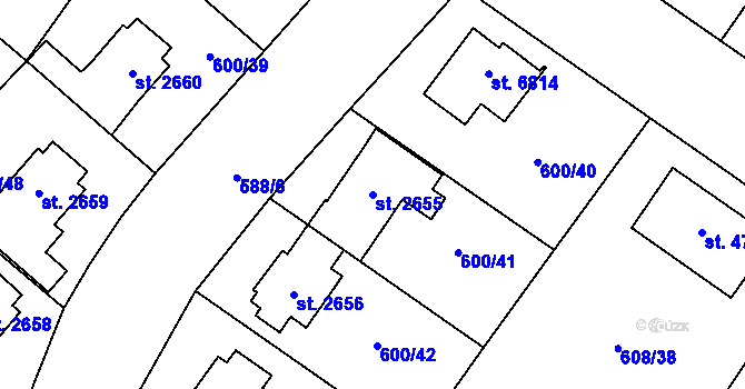Parcela st. 2655 v KÚ Zlín, Katastrální mapa