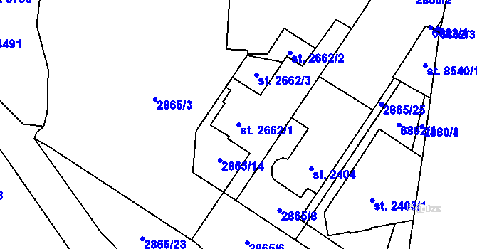 Parcela st. 2662/1 v KÚ Zlín, Katastrální mapa